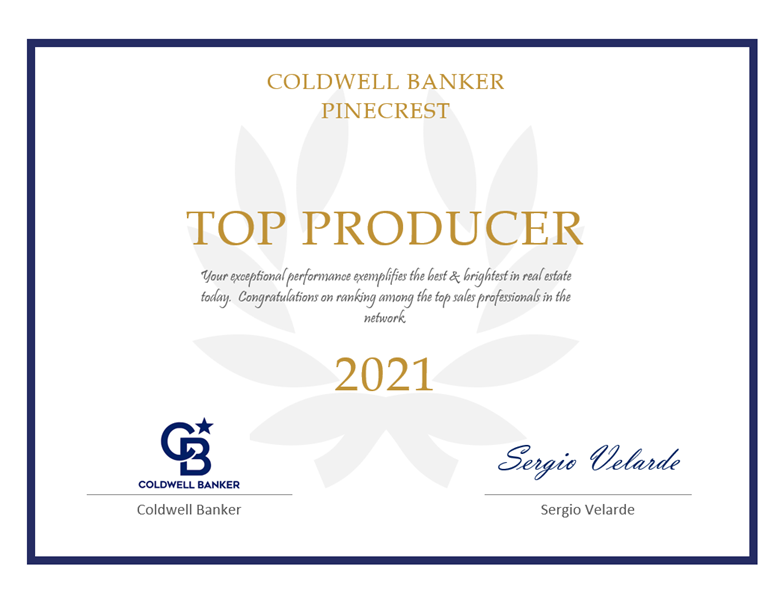Photo Top Producer Certificate